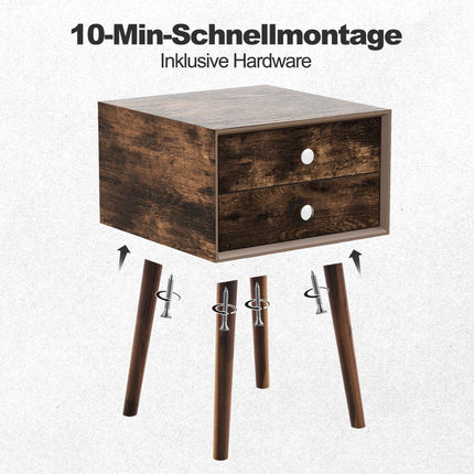 Multifunktionaler Nachttisch mit Stauraum aus Holz 40 x 40 x 59,5 cm braun