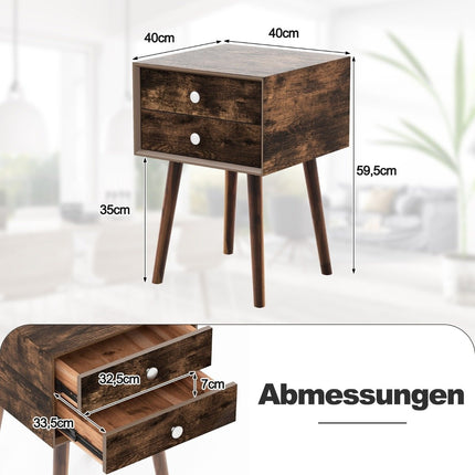 Multifunktionaler Nachttisch mit Stauraum aus Holz 40 x 40 x 59,5 cm braun