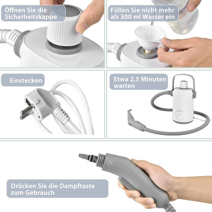 Multi-purpose steam cleaner portable handheld steam cleaning machine with 1000 W power gray