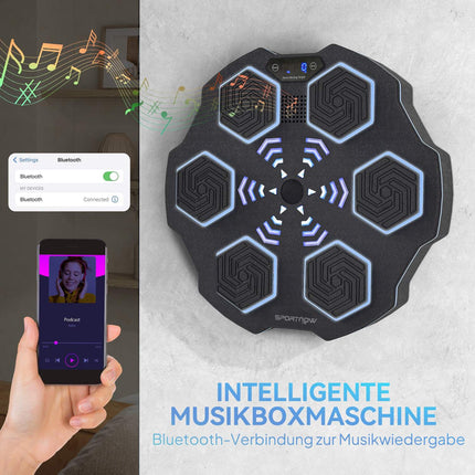 Music Boxing Wall, Bluetooth, 9 Speeds, LED Display, Black