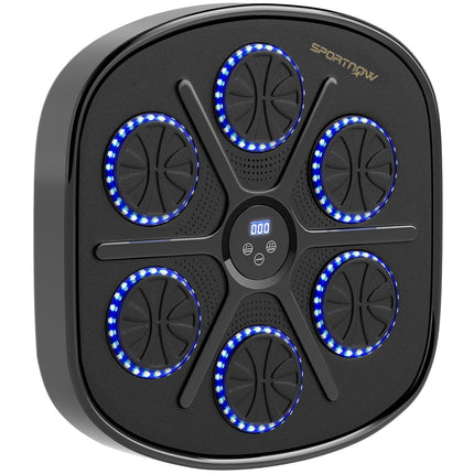 Boxovací stroj s hudbou, elektronický Bluetooth boxovací stroj s LED světly, hudbou, nástěnný boxovací terč pro dospělé, domácí cvičení, černý