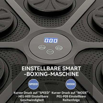 Boxovací stroj s hudbou, elektronický Bluetooth boxovací stroj s LED světly, hudbou, nástěnný boxovací terč pro dospělé, domácí cvičení, černý