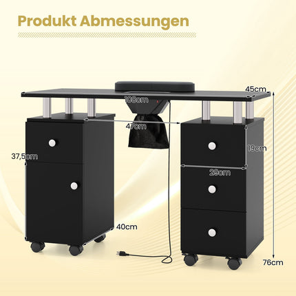 Nail Table with Electric Dust Collector & Wrist Rest