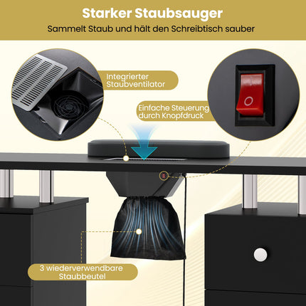 Nail Table with Electric Dust Collector & Wrist Rest