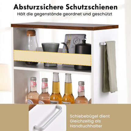 Schmaler Küchenwagen auf Rollen mit 4 Ablagen, 20 cm breit, weiß