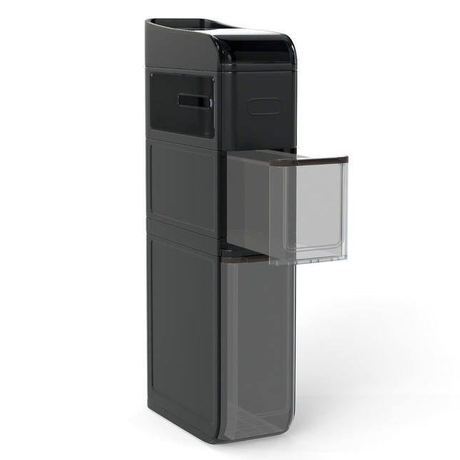 Schmaler Badezimmerschrank mit 2 Schubladen, Kosmetiktuchhalter, Schwarz
