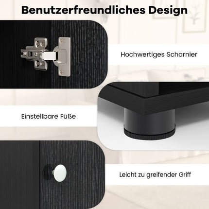 Schmaler Badezimmerschrank mit verstellbaren Einlegeböden, Schwarz MDF