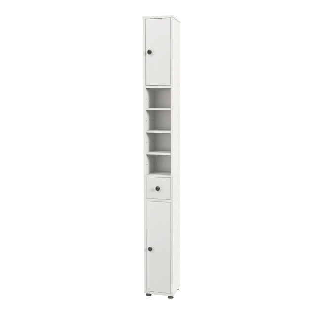 Narrow Bathroom Cabinet with Adjustable Shelves, White
