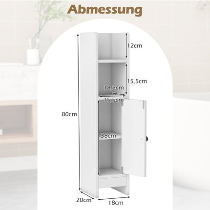 Schmaler Badezimmerschrank mit Regalen und verstellbarem Stauraum