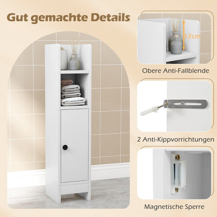 Schmaler Badezimmerschrank mit Regalen und verstellbarem Stauraum