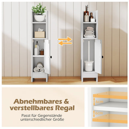 Schmaler Badezimmerschrank mit Regalen und verstellbarem Stauraum