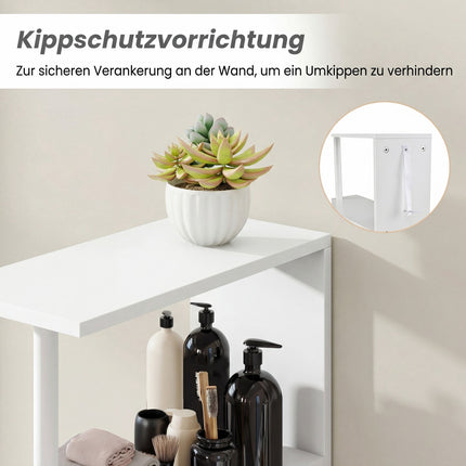 Schmaler Badezimmerschrank mit Regalen & Schublade, 45x20x114 cm