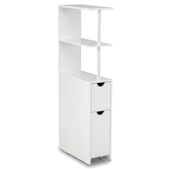 Narrow Bathroom Cabinet with Shelves & Drawer, 45x20x114 cm