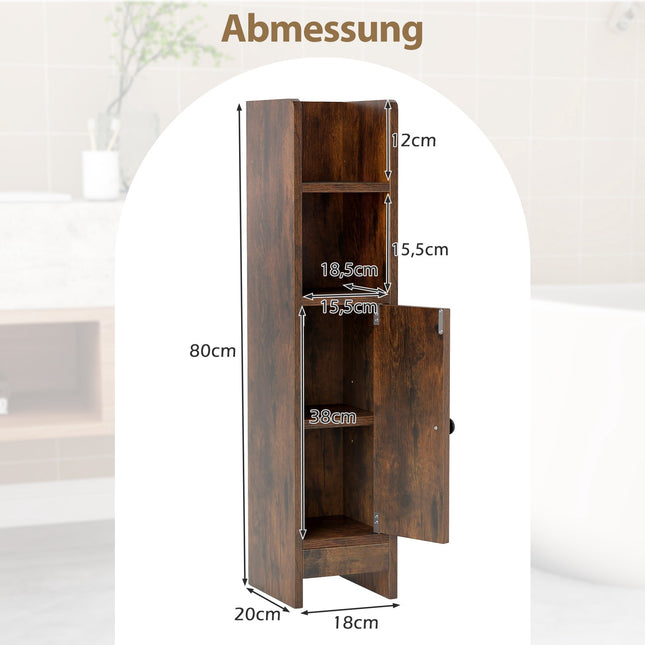 Narrow Bathroom Cabinet with Shelves and Adjustable Storage