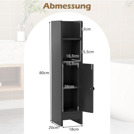 Schmaler Badezimmerschrank mit Einlegeböden und anpassbarem Stauraum