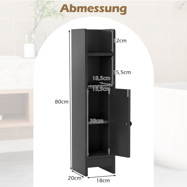 Narrow Bathroom Cabinet with Shelves and Adjustable Storage