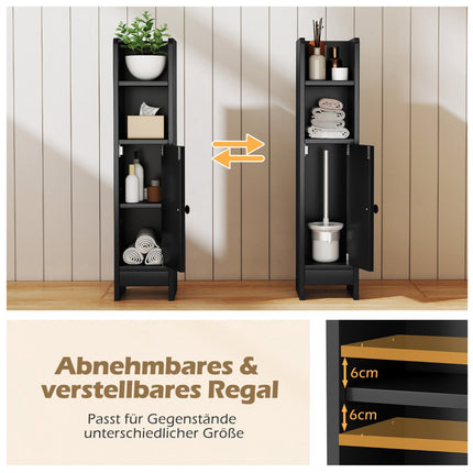 Schmaler Badezimmerschrank mit Einlegeböden und anpassbarem Stauraum