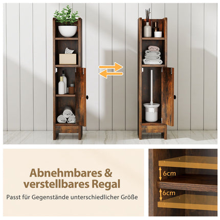 Schmaler Badezimmerschrank mit Einlegeböden und verstellbarem Stauraum