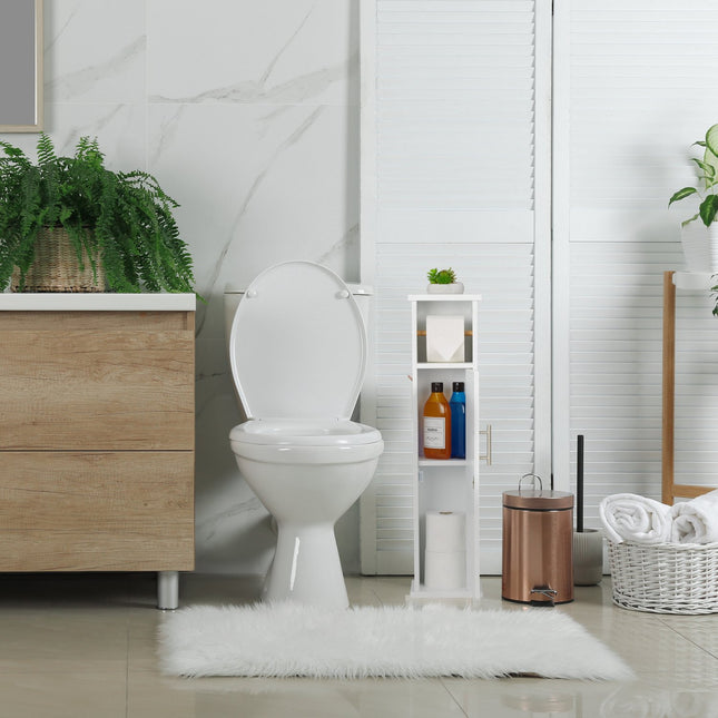 Narrow Bathroom Cabinet with Toilet Paper Holder