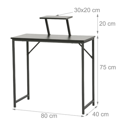 Schmaler schwarzer Computertisch mit Monitorablage