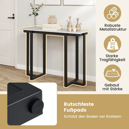 Narrow Console Table, Faux Marble Top, 107x40x79.5 cm, Black