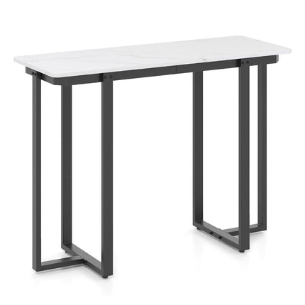 Narrow Console Table, Faux Marble Top, 107x40x79.5 cm, Black