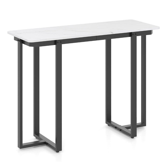 Úzký konzolový stolek, deska v imitaci mramoru, 107x40x79.5 cm, černý