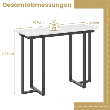 Narrow Console Table, Faux Marble Top, 107x40x79.5 cm, Black