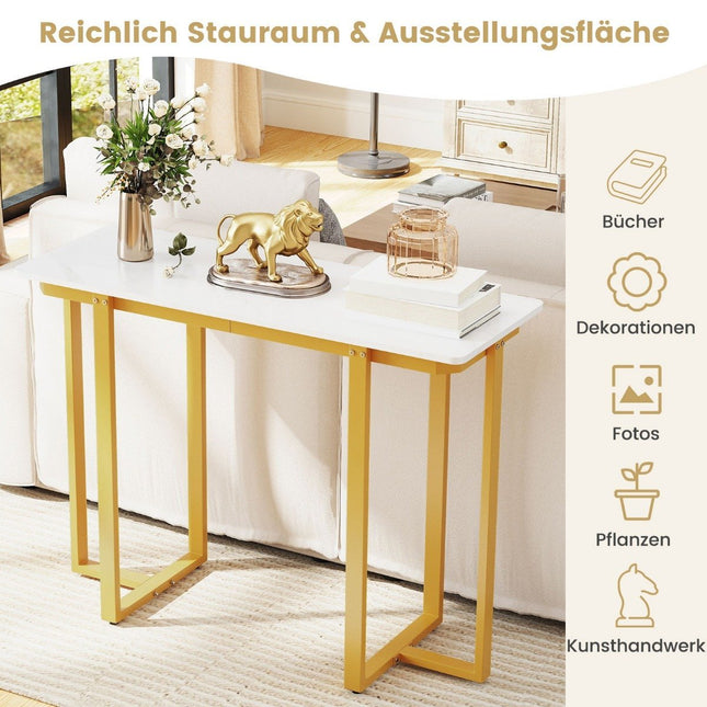 Schmaler Konsolentisch mit Kunstmarmorplatte, 107 x 40 cm