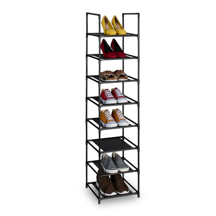 Schmaler Schuhschrank mit Stoffablagen, platzsparend