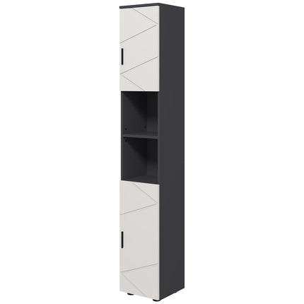 Hoher schmaler Badschrank - verstellbarer Einlegeboden, grau