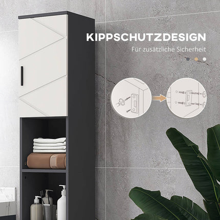 Hoher schmaler Badschrank - verstellbarer Einlegeboden, grau