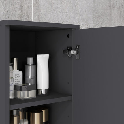 Hoher schmaler Badschrank - verstellbarer Einlegeboden, grau