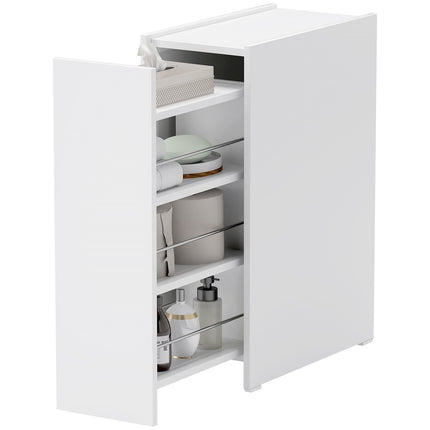 Meuble de salle de bain étroit, meuble de toilette, meuble latéral avec roulettes, tiroir comprenant 3 compartiments profonds, étagère de niche, meuble de salle de bain pour petites pièces, salon, salle de bain, 47 x 25 x 66,5 cm blanc Aosom