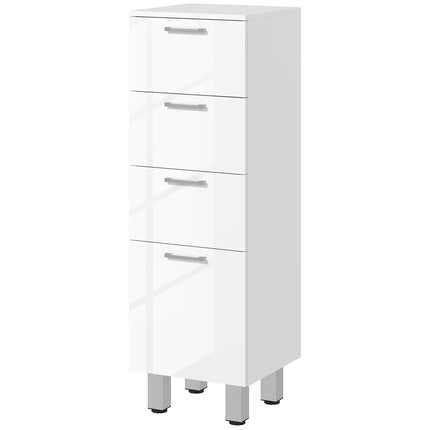 Slim white bathroom cabinet, adjustable shelf & 3 drawers