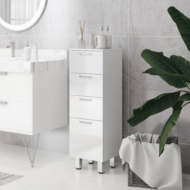 Meuble de salle de bain étroit, meuble de toilette avec étagère réglable, 3 tiroirs, meuble de salle de bain pour petits espaces salle de bain, salon 30 x 30 x 93 cm blanc |