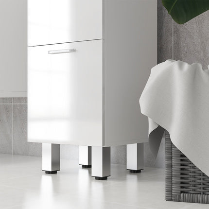 Slim white bathroom cabinet, adjustable shelf & 3 drawers