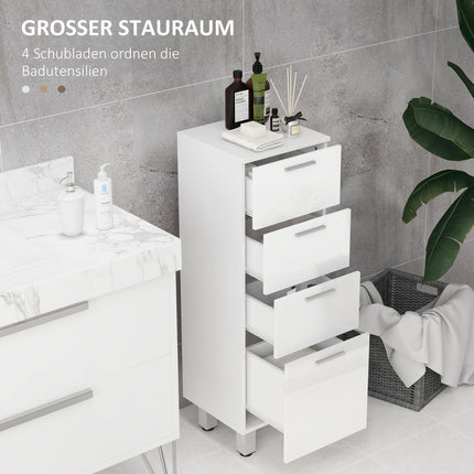 Slim white bathroom cabinet, adjustable shelf & 3 drawers