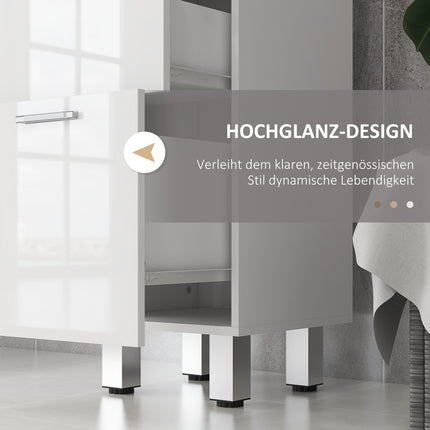 Slim white bathroom cabinet, adjustable shelf & 3 drawers