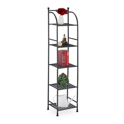Narrow floor-standing shelf with 5 shelves