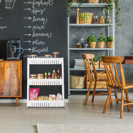 Narrow trolley with 3 shelves