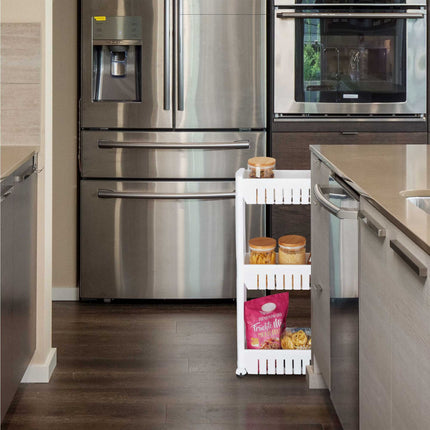 Narrow trolley with 3 shelves