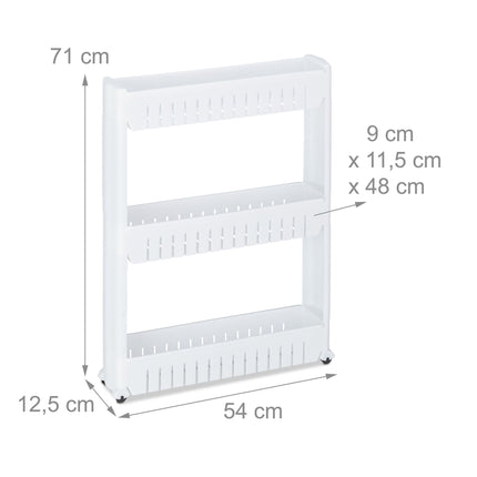 Narrow trolley with 3 shelves