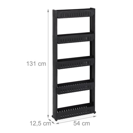 Narrow trolley with 5 shelves