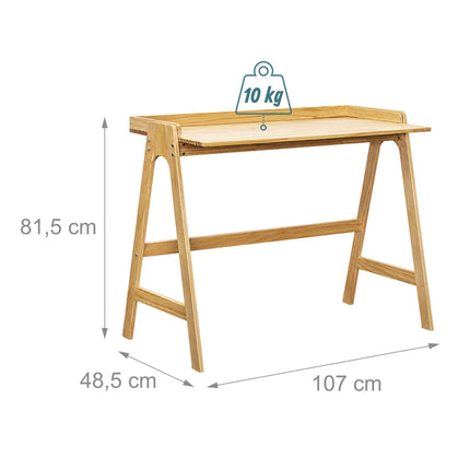 Natural Plywood Computer Desk with Edge, 107 cm Wide