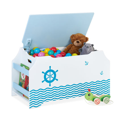 Maritime Spielzeugkiste mit Bücherregalen