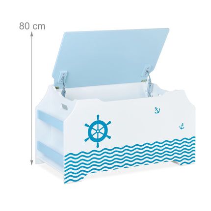 Maritime Spielzeugkiste mit Bücherregalen