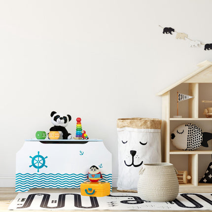Maritime Spielzeugkiste mit Bücherregalen