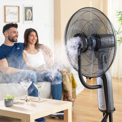 Vernebler-Standventilator mit Fernbedienung InnovaGoods Mistinn Schwarz 90 W 2,8 L