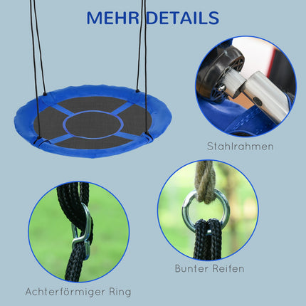 Verstellbare Blaue Nestschaukel, Ø110 cm, 150 kg, 3-12 Jahre